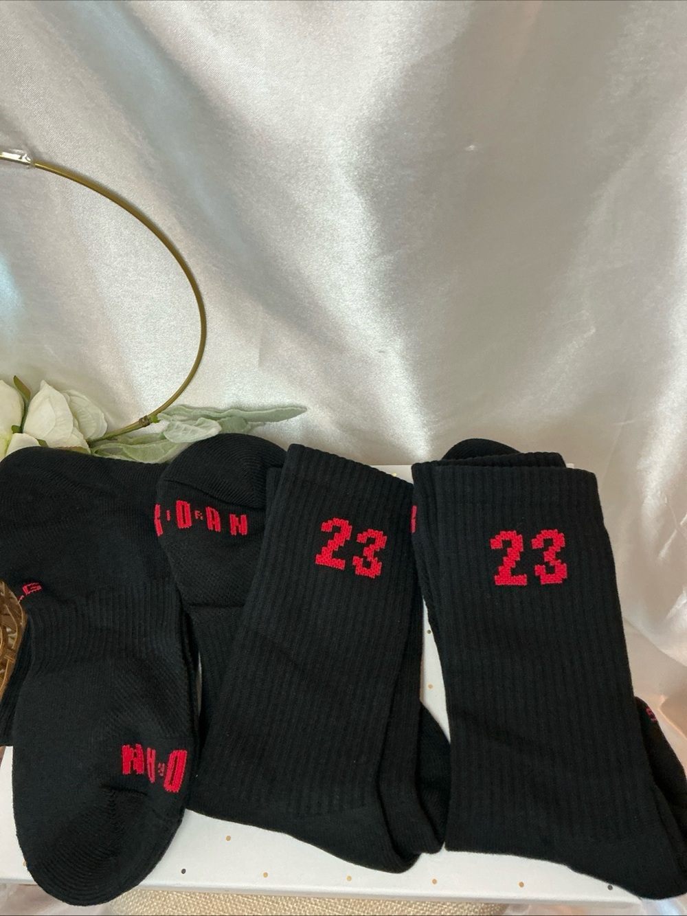 NWOT Jordan Black/Red '23' Athletic Crew Socks 3 Pair M-L 8-12